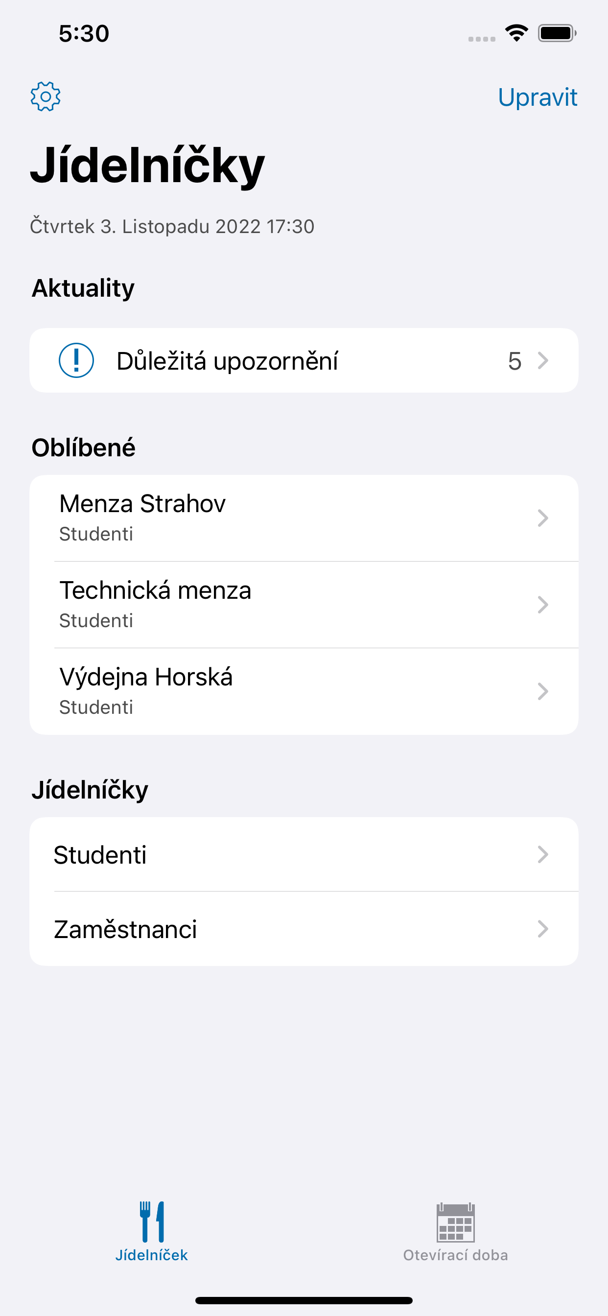 Obrazovka: Hlavní obrazovka